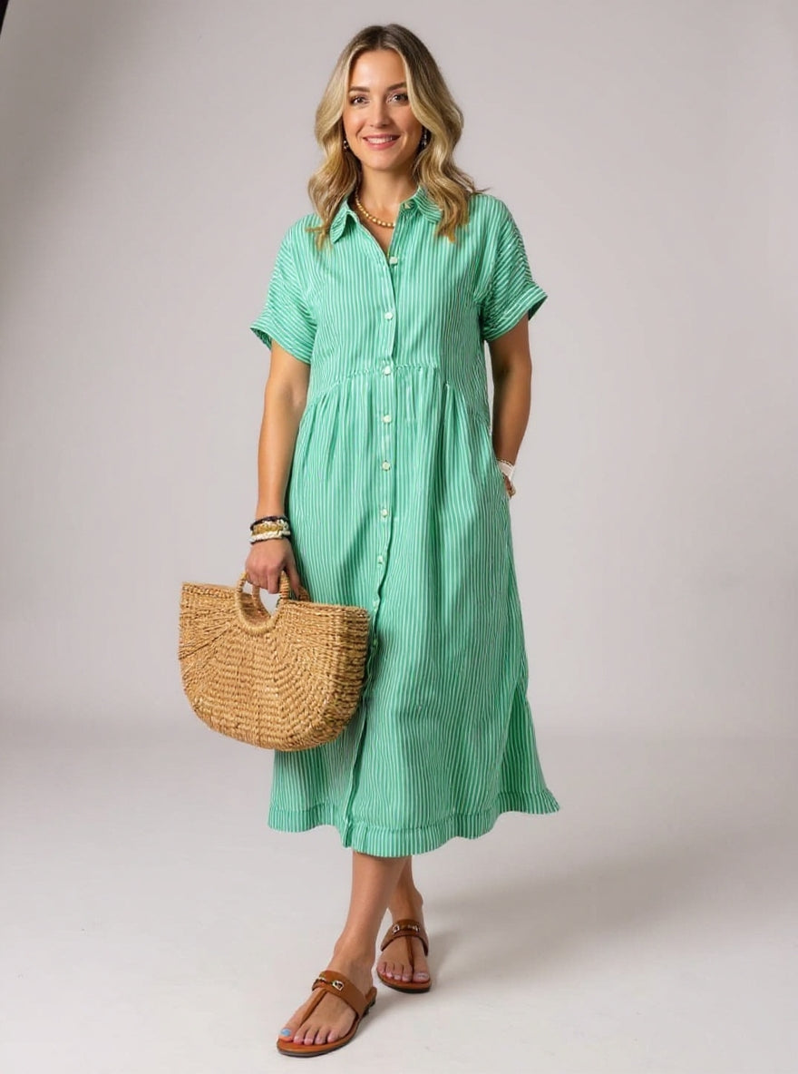 DELACROIX | Robe Rayée Élégante Claire