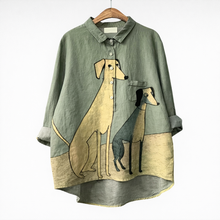 DELACROIX | Blouse Élégante à Motif Canin (1+1 GRATUIT)