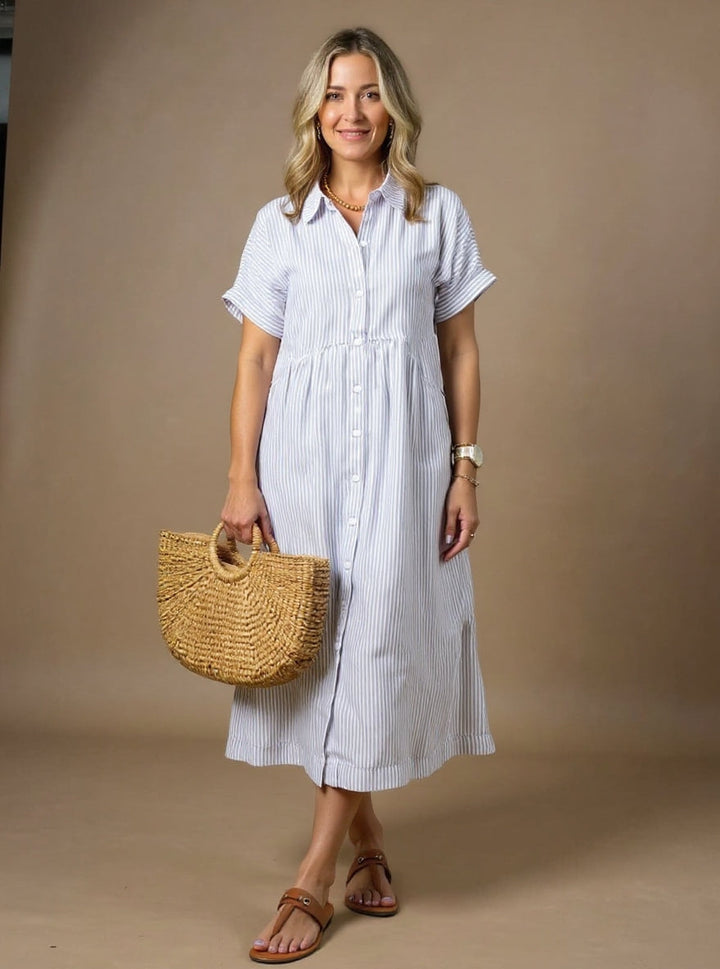 DELACROIX | Robe Rayée Élégante Claire