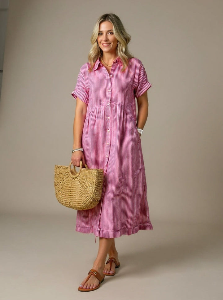 DELACROIX | Robe Rayée Élégante Claire