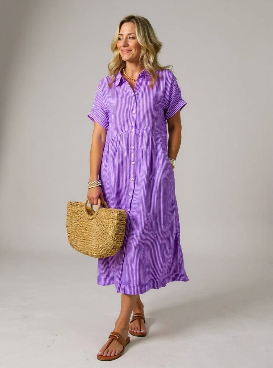 DELACROIX | Robe Rayée Élégante Claire