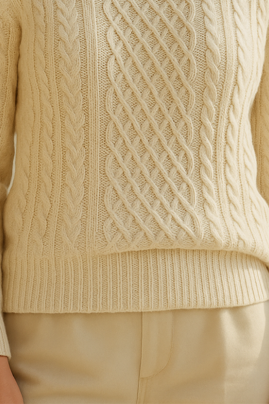 DELACROIX | PULL TORSADÉ À COL ROULÉ EN MAILLE DOUCE