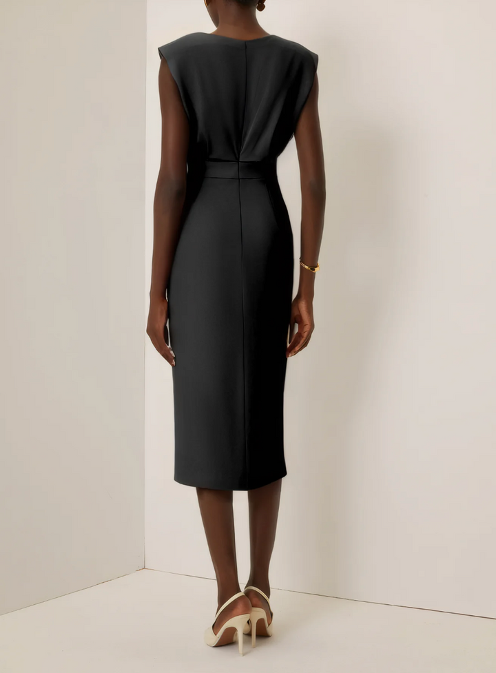 DELACROIX | ROBE MIDI AJUSTÉE AVEC BOUTONS DORÉS