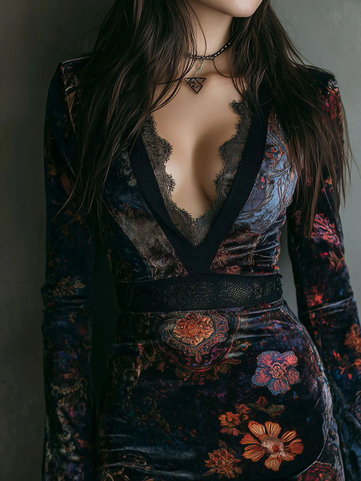 DELACROIX | ROBE MINI EN VELOURS À DÉCOLLETÉ PROFOND