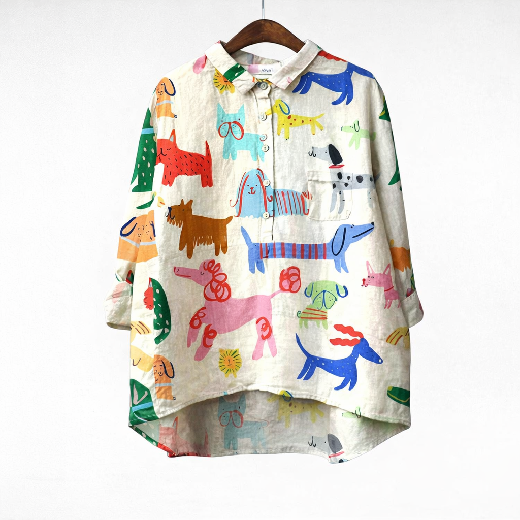 DELACROIX | Blouse Élégante à Motif Canin (1+1 GRATUIT)