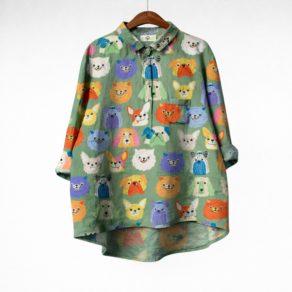 DELACROIX | Blouse Élégante à Motif Canin (1+1 GRATUIT)