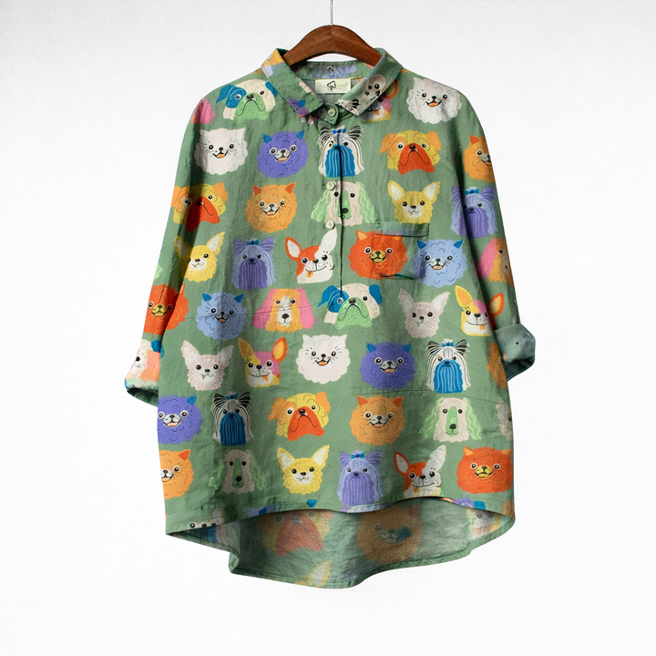 DELACROIX | Blouse Élégante à Motif Canin (1+1 GRATUIT)