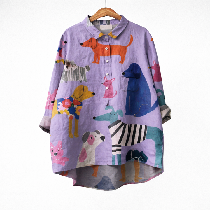 DELACROIX | Blouse Élégante à Motif Canin (1+1 GRATUIT)